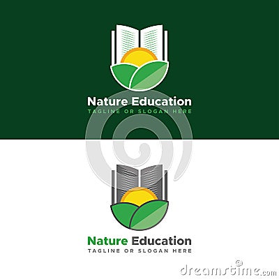 Nature Education 3D Style Logo Vector Illustration