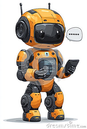 An AI chat bot provides answers and devises intelligent solutions for its users. A stock robot enhances conversation Stock Photo