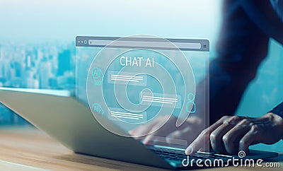 AI chat, chatbot digital technology generates the information command prompt. concept business communication, bot artificial Stock Photo