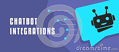 AI chatbot integration banner for customer service automation, improving response times, handling queries and enhancing Vector Illustration