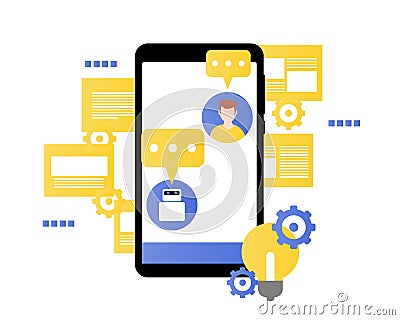 AI chatbot with large language models of Prompt engineering of using artificial intelligence and natural language processing Vector Illustration