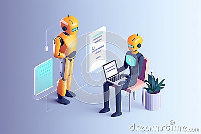 Ai Chatbots working and chatting in computer, Generative Ai Stock Photo
