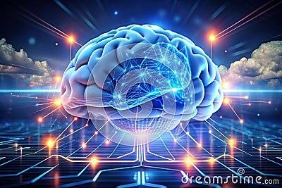 AI and Cloud: Processing Neurological Data for Advancements in Brain Science Stock Photo