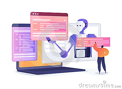 AI Collaborative Coding Assistants abstract concept vector illustration. Vector Illustration