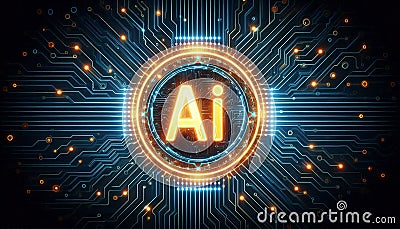AI concept with computer processor, Artificial Intelligence for the future, Advanced Mobile Microprocessor Stock Photo