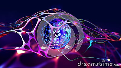 AI concept. Nanotechnological cocoon, futuristic processor, neural networks in cyber world Cartoon Illustration