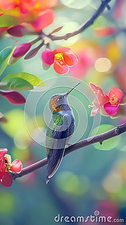 AI creates images of hummingbirds flying Stock Photo