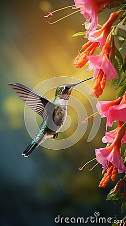 AI creates images of hummingbirds flying Stock Photo