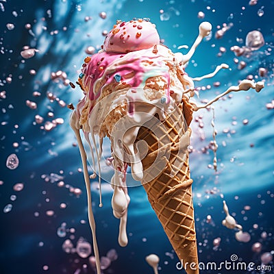 AI creates images, ice cream, desserts Colorful set of ice cream, Stock Photo
