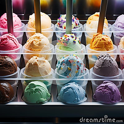 AI creates images, ice cream, desserts Colorful set of ice cream, Stock Photo