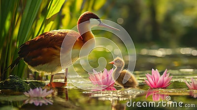 AI creates images of a Pheasant-tailed Jacana bird Stock Photo