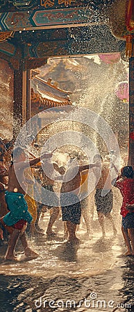 AI creates images, Songkran Festival Stock Photo