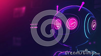 AI Cyber Space Support Service Online Robot Icon Design Generative AI Cartoon Illustration