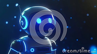 AI Cyber Space Support Service Online Robot Icon Design Generative AI Cartoon Illustration