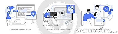 AI in Cybersecurity abstract concept vector illustrations. Vector Illustration