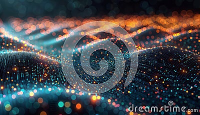 Cybernetic Data Matrix: Glowing Tech Background, generative ai Stock Photo