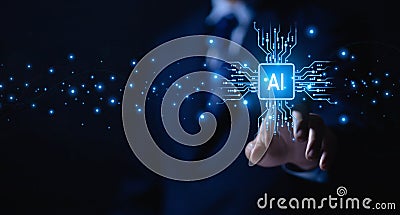 Ai digital transformation change management big data cloud technology management data communication and business process Stock Photo