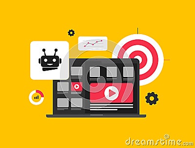 AI-Driven Ad Placement for Programmatic Buying. AI automatically selects most effective platforms and times for Vector Illustration