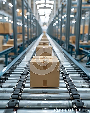AI driven algorithms optimizing supply chain logistics parcel box delivery Stock Photo