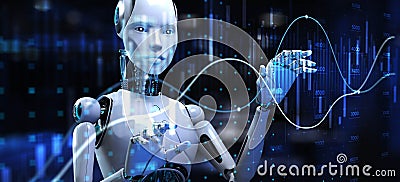 AI-Driven Financial Analytics and Data Visualization in Modern Technology. 3d render Stock Photo