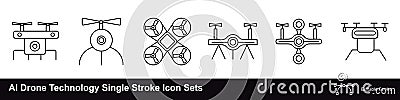 AI Drone Technology future world editable stroke icons sets Vector Illustration