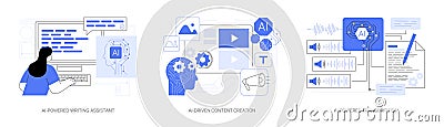 AI-enhanced Content Creation tools abstract concept vector illustrations. Vector Illustration