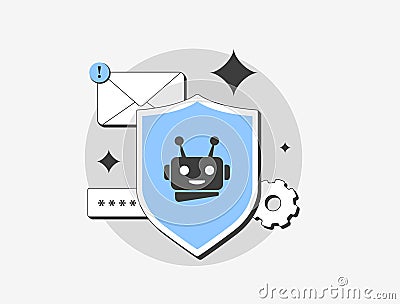 AI-Enhanced Fraud Detection Systems. Advanced AI-driven tools to detect real-time online fraud. Secure online Vector Illustration