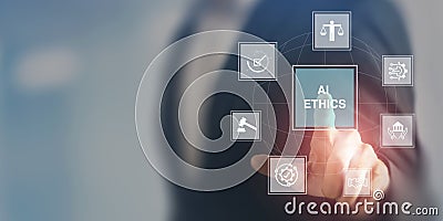 AI ethics or AI Law concept. Developing AI codes of ethics. Compliance, regulation, Stock Photo