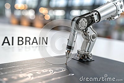 AI Evolution: Robots with Artificial Intelligence and Cognitive Processing Stock Photo