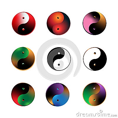 Multicolor Yin Yang symbol of harmony and balance Vector Illustration