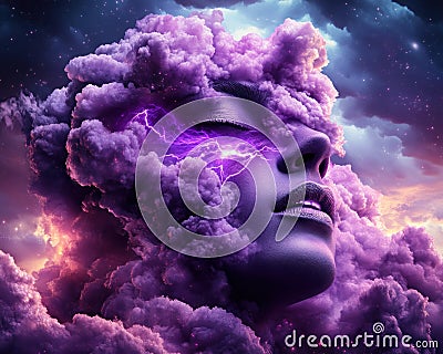 AI Face Scanning Fragmented Data Unveiling Online Privacy Vulnerabilities in a Futuristic Realm Explore the digital age challenges Stock Photo