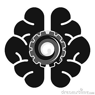 Ai gear brain icon, simple style Vector Illustration