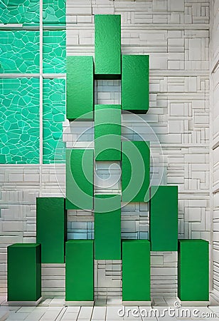 AI generated abstract artwork consisting of green colored dominos on a green-white background Stock Photo