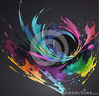 AI generated abstract artwork consisting of strokes of different colours Stock Photo