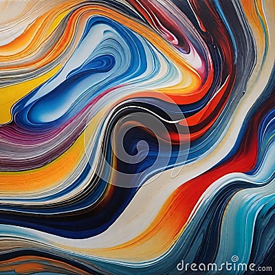 AI generated abstract artwork with vivid colorful paints on a canvas Stock Photo