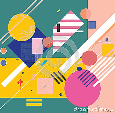 AI Generated. Abstract geometric pattern with various shapes and lines in a harmonious composition. for web background. Stock Photo
