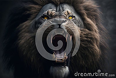 scary feared dark roaring lion Ai Generated Ai Generated Stock Photo