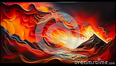 Fiery Earthscape: A Vibrant Ember of Life and Energy, Made with Generative AI Stock Photo