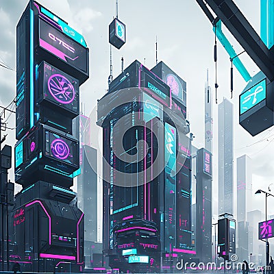 AI generated artwork of skyscrapers from a futuristic world Stock Photo
