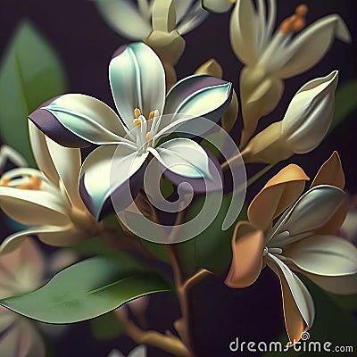 AI Generated Beautiful muda jasmine exotic flowers Stock Photo
