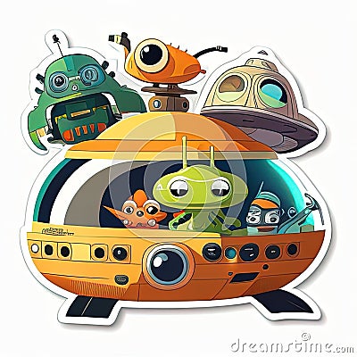 Futuristic Spaceship with Aliens on Board, Made with Generative AI Stock Photo