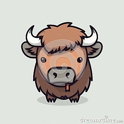 AI generated brown bison with two horns Stock Photo