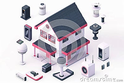 Set up different alarm controls in your secure home security system using CCTV, educating through video on smart practices. Cartoon Illustration