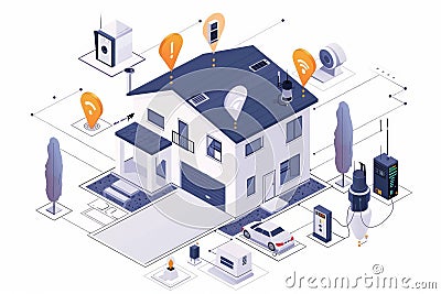 CCTV surveillance systems provide comprehensive security, utilizing electronic control and synchronization of devices for enhanced Cartoon Illustration