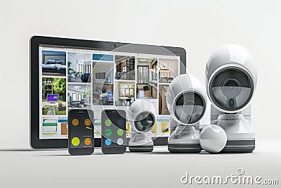 Private network setups manage security through detecting cameras, ensuring video surveillance is conducted in real-time within env Cartoon Illustration