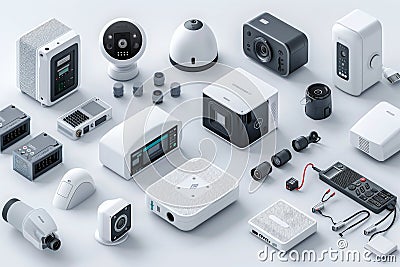 Digital home security systems utilize camera protection and window security measures, integrating technology for enhanced safety. Cartoon Illustration