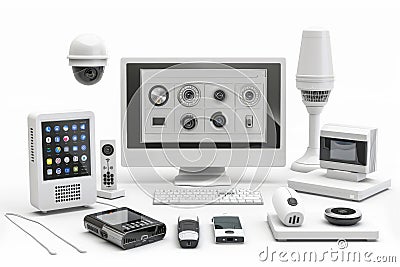 Communicative security and smooth integration technologies integrate with network frameworks and alarms for comprehensive camera p Cartoon Illustration