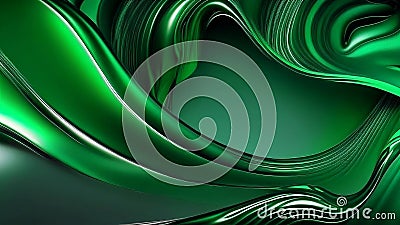 Enigmatic Verdure: Abstract Curved Silk Texture on Modern Deluxe Background Cartoon Illustration