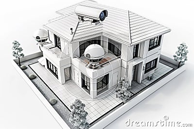 Security technologies oversee surveillance systems, ensuring secure environments with advanced monitoring and alert capabilities. Cartoon Illustration
