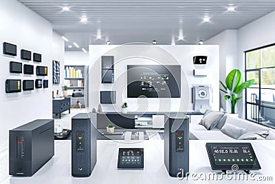 Utilize camera technology to secure your house by observing, capturing images, and detecting sounds. Cartoon Illustration